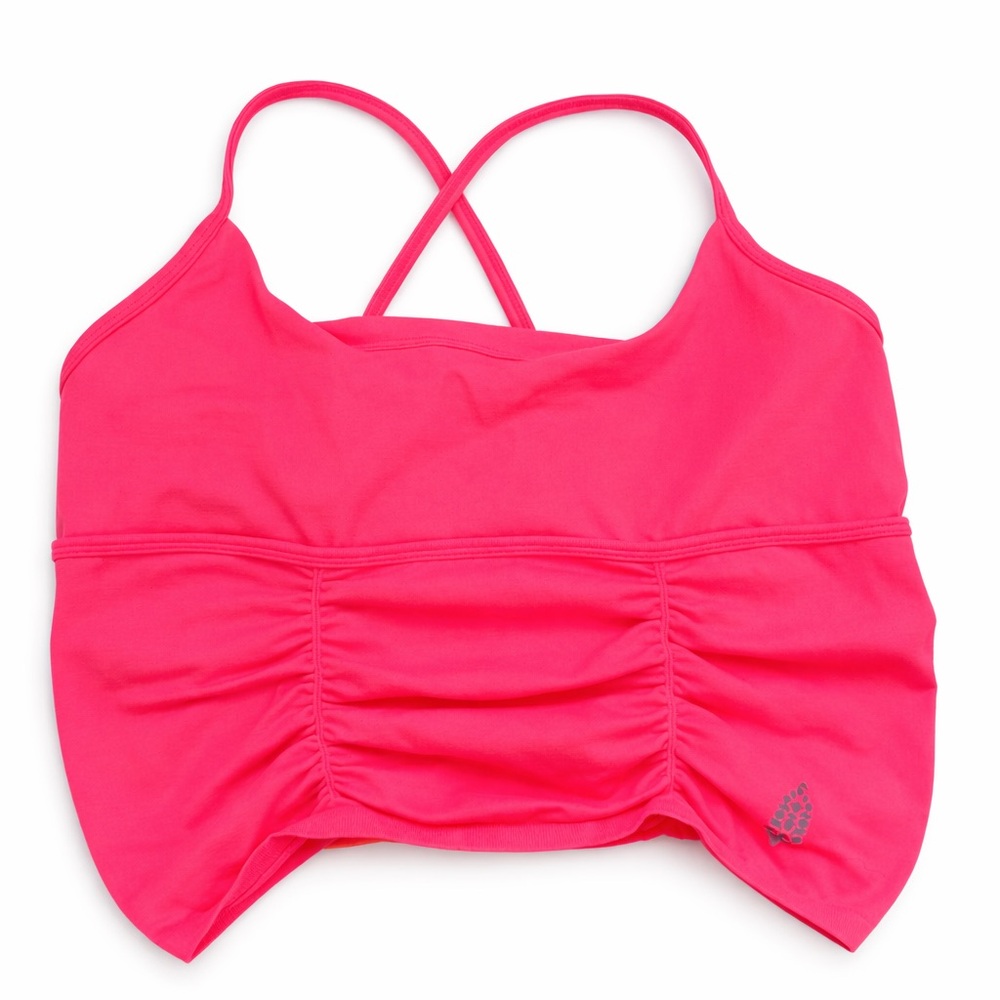 Free People Movement Neon Pink Ruched Crop Sports Bra M/L
